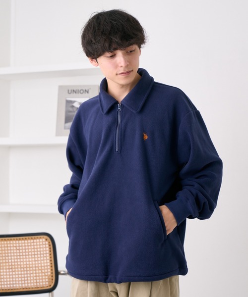 U.S. POLO ASSN.（ユーエスポロアッスン）の「U.S. POLO ASSN. フリース素材 ハーフジップ アノラック（スウェット・レディース・ブラック/ネイビー/ワインレッド/ベージュ/グレー・M/L）」の9枚目の写真
