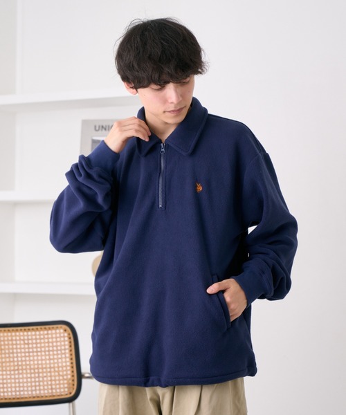 U.S. POLO ASSN.（ユーエスポロアッスン）の「U.S. POLO ASSN. フリース素材 ハーフジップ アノラック（スウェット・レディース・ブラック/ネイビー/ワインレッド/ベージュ/グレー・M/L）」の10枚目の写真