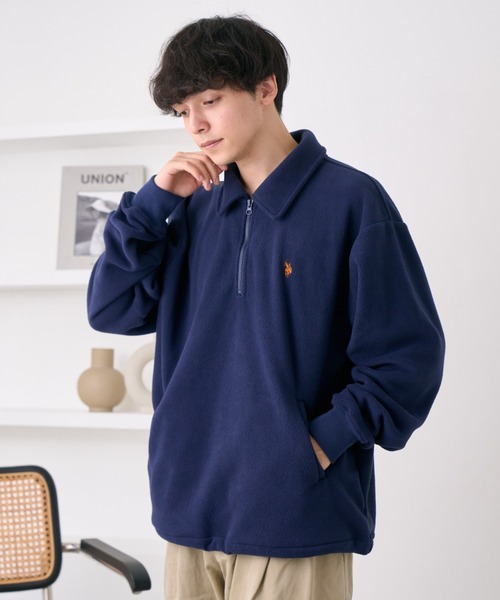 U.S. POLO ASSN.（ユーエスポロアッスン）の「U.S. POLO ASSN. フリース素材 ハーフジップ アノラック（スウェット・レディース・ブラック/ネイビー/ワインレッド/ベージュ/グレー・M/L）」の11枚目の写真