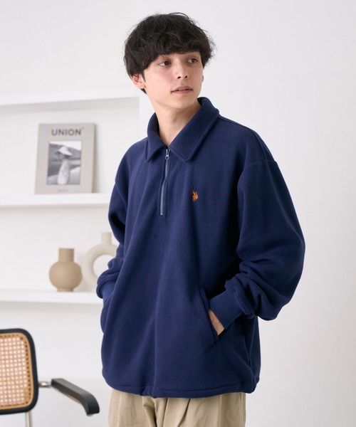 U.S. POLO ASSN.（ユーエスポロアッスン）の「U.S. POLO ASSN. フリース素材 ハーフジップ アノラック（スウェット・レディース・ブラック/ネイビー/ワインレッド/ベージュ/グレー・M/L）」の12枚目の写真