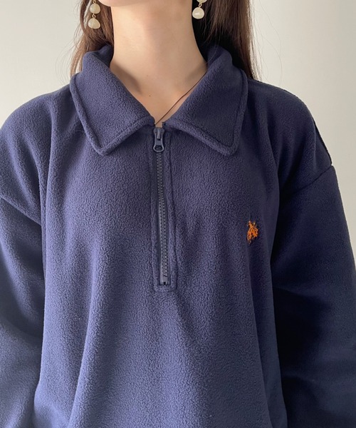 U.S. POLO ASSN.（ユーエスポロアッスン）の「U.S. POLO ASSN. フリース素材 ハーフジップ アノラック（スウェット・レディース・ブラック/ネイビー/ワインレッド/ベージュ/グレー・M/L）」の19枚目の写真