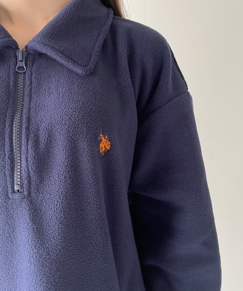 U.S. POLO ASSN.（ユーエスポロアッスン）の「U.S. POLO ASSN. フリース素材 ハーフジップ アノラック（スウェット・レディース・ブラック/ネイビー/ワインレッド/ベージュ/グレー・M/L）」の20枚目の写真
