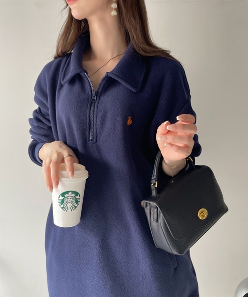 U.S. POLO ASSN.（ユーエスポロアッスン）の「U.S. POLO ASSN. フリース素材 ハーフジップ アノラック（スウェット・レディース・ブラック/ネイビー/ワインレッド/ベージュ/グレー・M/L）」の16枚目の写真