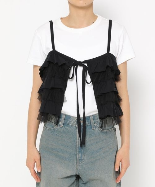 LOWRYS FARM（ローリーズファーム）の「カットフリルチュールビスチェ　131351（キャミソール・レディース・グレー/ブラック/アイボリー・FREE）」の7枚目の写真