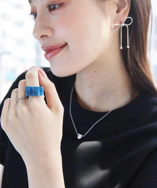 abaskdesign(アバスクデザイン)の「スクエアマーブルカラーアクリルリング(リング・レディース・ブルー/キャメル/ピンク/ブラウン/クリア・16号/13号)」の10枚目の写真