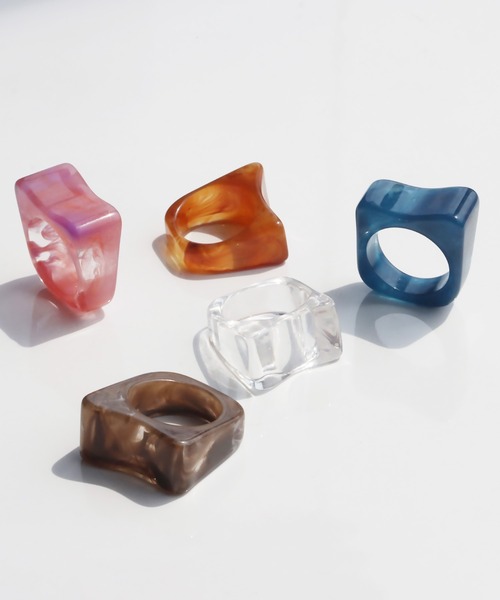 abaskdesign(アバスクデザイン)の「スクエアマーブルカラーアクリルリング(リング・レディース・ブルー/キャメル/ピンク/ブラウン/クリア・16号/13号)」の15枚目の写真
