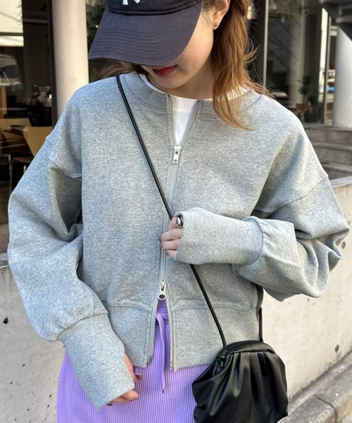 CIAOPANIC TYPY（チャオパニックティピー）の「【リバイバル/WEB限定】2WAYクロップド丈ダブルジップスウェット（スウェット・レディース・チャコールグレー/ライトグレー/グレー/イエロー/ブルー・ONE SIZE）」の4枚目の写真