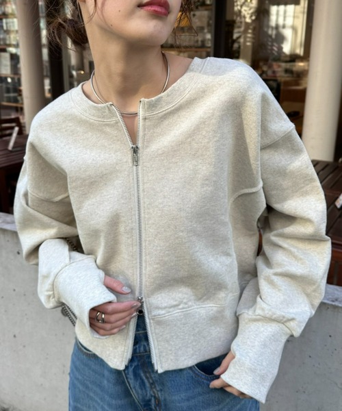 CIAOPANIC TYPY（チャオパニックティピー）の「【リバイバル/WEB限定】2WAYクロップド丈ダブルジップスウェット（スウェット・レディース・チャコールグレー/ライトグレー/グレー/イエロー/ブルー・ONE SIZE）」の3枚目の写真