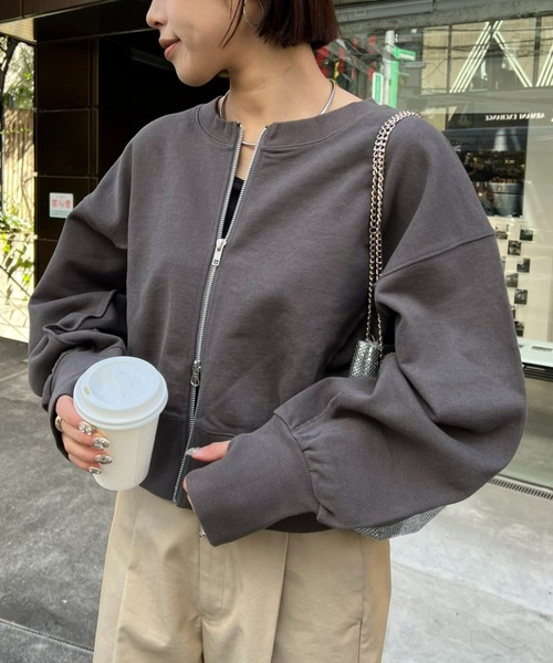 CIAOPANIC TYPY（チャオパニックティピー）の「【リバイバル/WEB限定】2WAYクロップド丈ダブルジップスウェット（スウェット・レディース・チャコールグレー/ライトグレー/グレー/イエロー/ブルー・ONE SIZE）」の7枚目の写真