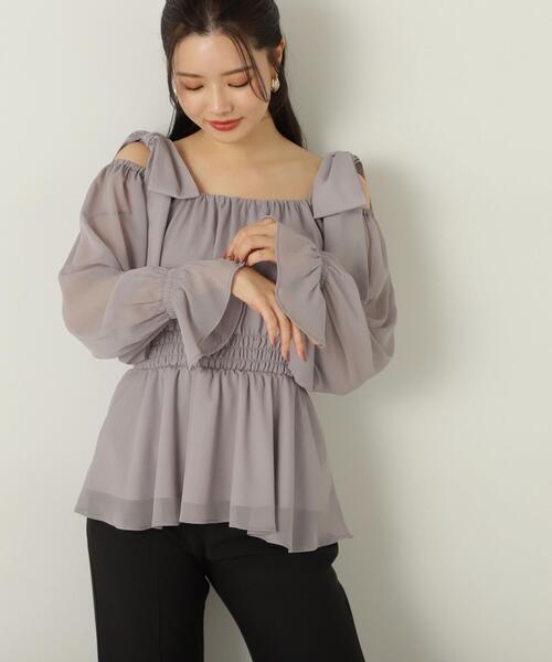 PROPORTION BODY DRESSING(プロポーションボディドレッシング)の「ショルダーリボンシャーリングブラウス / 1214210811(シャツ/ブラウス・レディース・ピンク/グレー/ブラウン・MEDIUM/SMALL)」の5枚目の写真