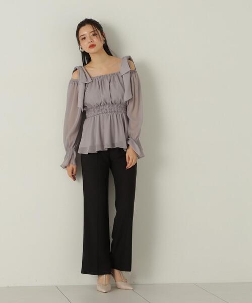 PROPORTION BODY DRESSING(プロポーションボディドレッシング)の「ショルダーリボンシャーリングブラウス / 1214210811(シャツ/ブラウス・レディース・ピンク/グレー/ブラウン・MEDIUM/SMALL)」の7枚目の写真