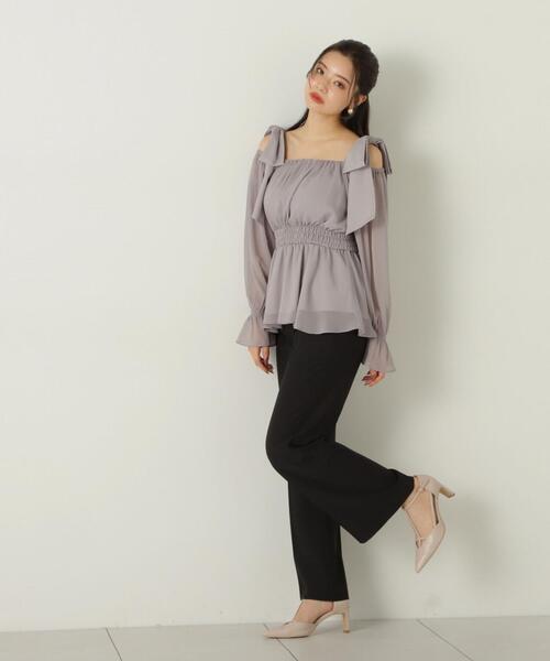 PROPORTION BODY DRESSING(プロポーションボディドレッシング)の「ショルダーリボンシャーリングブラウス / 1214210811(シャツ/ブラウス・レディース・ピンク/グレー/ブラウン・MEDIUM/SMALL)」の8枚目の写真