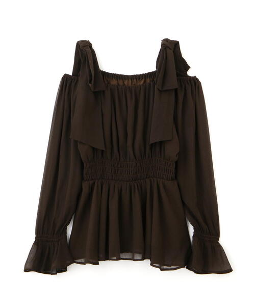 PROPORTION BODY DRESSING(プロポーションボディドレッシング)の「ショルダーリボンシャーリングブラウス / 1214210811(シャツ/ブラウス・レディース・ピンク/グレー/ブラウン・MEDIUM/SMALL)」の10枚目の写真