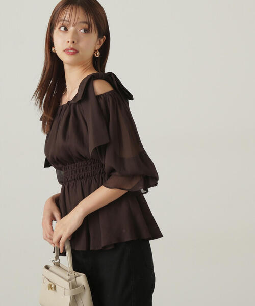 PROPORTION BODY DRESSING(プロポーションボディドレッシング)の「ショルダーリボンシャーリングブラウス / 1214210811(シャツ/ブラウス・レディース・ピンク/グレー/ブラウン・MEDIUM/SMALL)」の11枚目の写真
