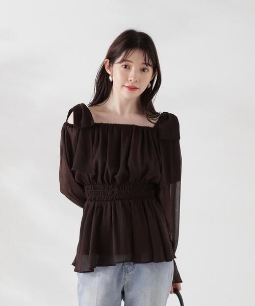 PROPORTION BODY DRESSING(プロポーションボディドレッシング)の「ショルダーリボンシャーリングブラウス / 1214210811(シャツ/ブラウス・レディース・ピンク/グレー/ブラウン・MEDIUM/SMALL)」の15枚目の写真