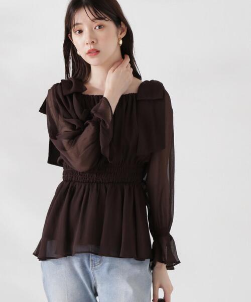 PROPORTION BODY DRESSING(プロポーションボディドレッシング)の「ショルダーリボンシャーリングブラウス / 1214210811(シャツ/ブラウス・レディース・ピンク/グレー/ブラウン・MEDIUM/SMALL)」の20枚目の写真