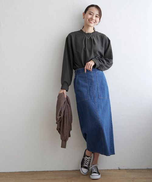 ikka（イッカ）の「【雑誌InRed10月号掲載】ストレッチIラインスカート（スカート・レディース・ライトベージュ/オリーブ/ブルー/ネイビー・L/M/S）」の6枚目の写真