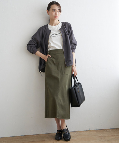 ikka（イッカ）の「【雑誌InRed10月号掲載】ストレッチIラインスカート（スカート・レディース・ライトベージュ/オリーブ/ブルー/ネイビー・L/M/S）」の12枚目の写真