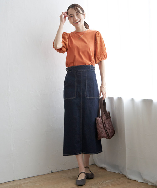 ikka（イッカ）の「【雑誌InRed10月号掲載】ストレッチIラインスカート（スカート・レディース・ライトベージュ/オリーブ/ブルー/ネイビー・L/M/S）」の9枚目の写真