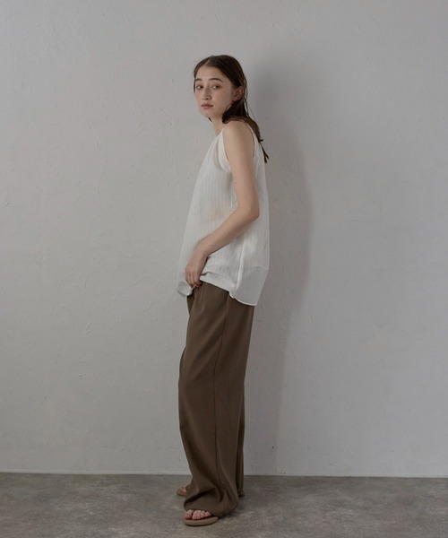 MINERTE(ミネルテ)の「【MINERTE】neck tack stripe blouse / ネックタックストライプブラウス(シャツ/ブラウス・レディース・ライトグリーン/オフホワイト/ブラック・FREE)」の9枚目の写真