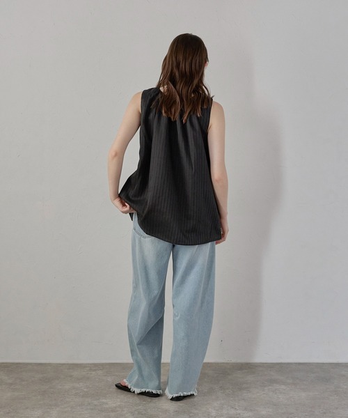MINERTE(ミネルテ)の「【MINERTE】neck tack stripe blouse / ネックタックストライプブラウス(シャツ/ブラウス・レディース・ライトグリーン/オフホワイト/ブラック・FREE)」の18枚目の写真