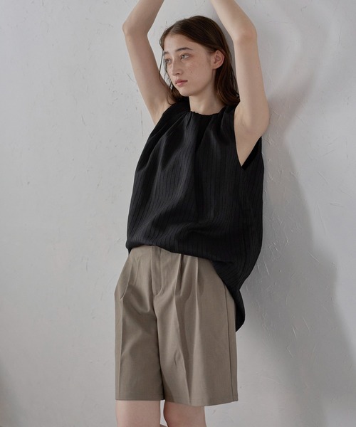 MINERTE(ミネルテ)の「【MINERTE】neck tack stripe blouse / ネックタックストライプブラウス(シャツ/ブラウス・レディース・ライトグリーン/オフホワイト/ブラック・FREE)」の20枚目の写真