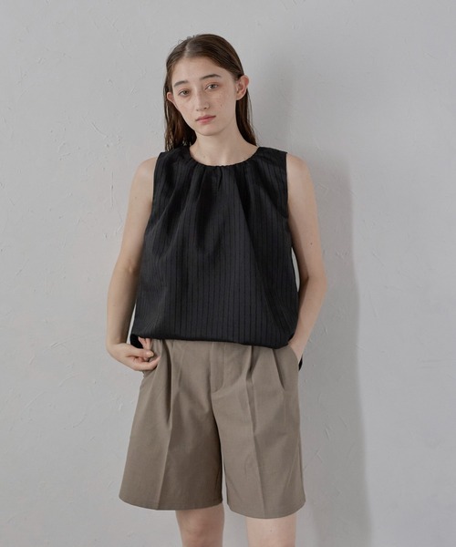 MINERTE(ミネルテ)の「【MINERTE】neck tack stripe blouse / ネックタックストライプブラウス(シャツ/ブラウス・レディース・ライトグリーン/オフホワイト/ブラック・FREE)」の21枚目の写真