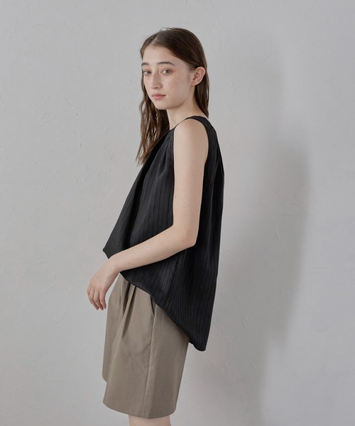 MINERTE(ミネルテ)の「【MINERTE】neck tack stripe blouse / ネックタックストライプブラウス(シャツ/ブラウス・レディース・ライトグリーン/オフホワイト/ブラック・FREE)」の22枚目の写真
