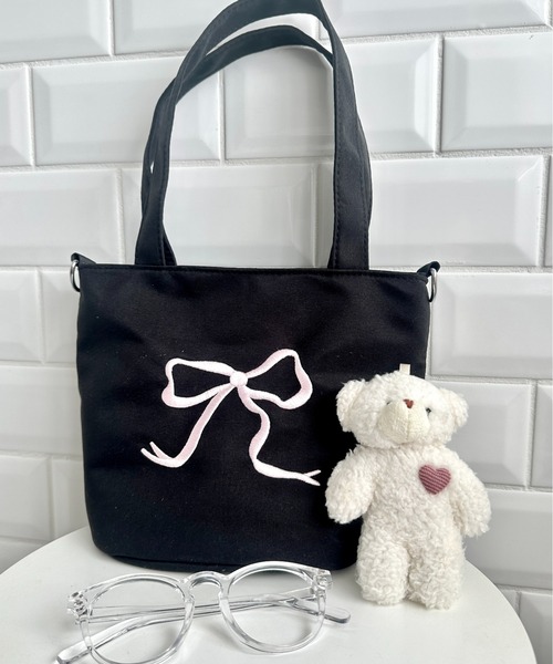 セール】リボン刺繍2WAYショルダーバッグ/ミニトート