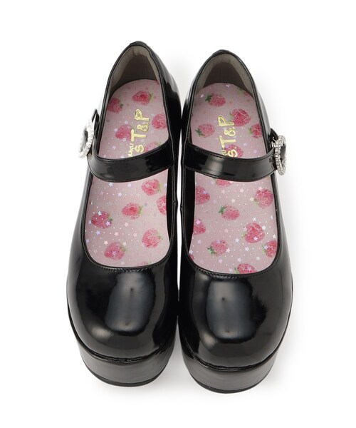 cs T&P（シーエスティーアンドピー）の「キラキラハートバックルらくちんウエッジ厚底パンプス（パンプス・レディース・ブラック/ブラック系1/アイボリー系1/レッド系3・LL/S/M/L）」の17枚目の写真