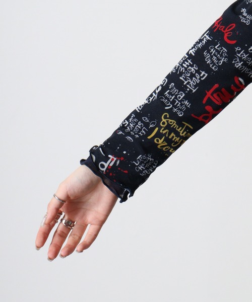 tシャツ BRODIAEA メッシュトップス　リバーシブル　転写×無地 レディース セール】BRODIAEA メッシュトップス リバーシブル 転写×無地（T