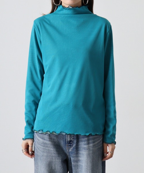 tシャツ BRODIAEA メッシュトップス　リバーシブル　転写×無地 レディース セール】BRODIAEA メッシュトップス リバーシブル 転写×無地（T