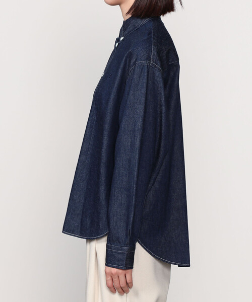 GYMPHLEX（ジムフレックス）の「Gymphlex | ライトデニム ショートボタンダウン長袖シャツ WOMEN（シャツ/ブラウス・レディース・インディゴブルー・12）」の9枚目の写真