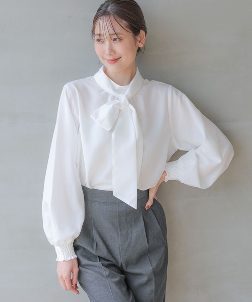 セール】お手入れらくらく2WAYボウタイブラウス/115546（シャツ