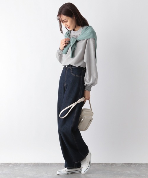 GLOBAL WORK（グローバルワーク）の「お手入れらくらく2WAYボウタイブラウス/115546（シャツ/ブラウス・レディース・オフホワイト/サックスブルー/ストライプ・MEDIUM/LARGE）」の10枚目の写真