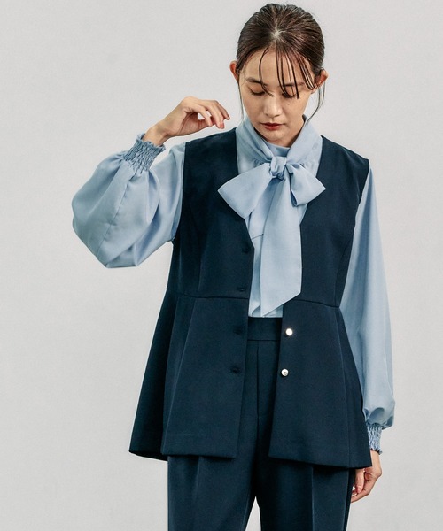 セール】お手入れらくらく2WAYボウタイブラウス/115546（シャツ