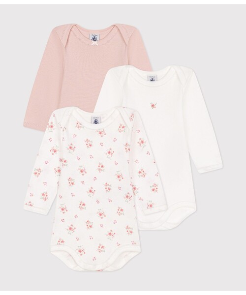 【セール】長袖ボディ３枚組（ロンパース）｜PETIT BATEAU（プチバトー）