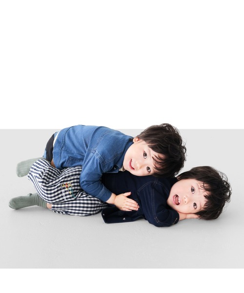 L.COPECK(エルコペック)の「インディゴニットデニムジャケット(デニムジャケット・キッズ・ブルー/ネイビー・90cm/100cm/110cm/120cm/130cm/80cm)」の4枚目の写真