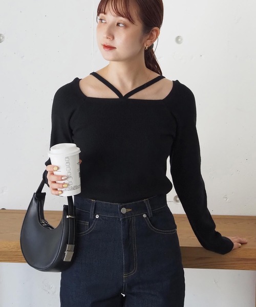セール】ホルターネックリブニット（ニット/セーター）｜tiptop
