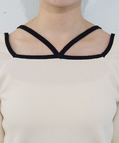 tiptop（ティップトップ）の「ホルターネックリブニット（ニット/セーター・レディース・ブラック/アイボリー/ブルー/ブラック系その他/ホワイト系その他・FREE）」の15枚目の写真