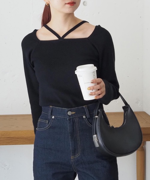 tiptop（ティップトップ）の「ホルターネックリブニット（ニット/セーター・レディース・ブラック/アイボリー/ブルー/ブラック系その他/ホワイト系その他・FREE）」の19枚目の写真