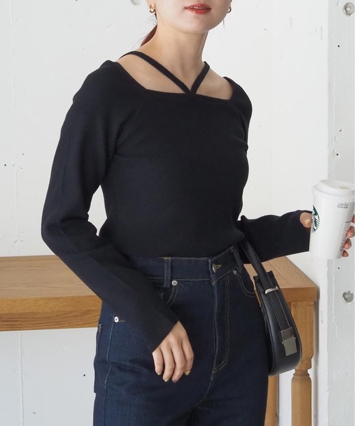 tiptop（ティップトップ）の「ホルターネックリブニット（ニット/セーター・レディース・ブラック/アイボリー/ブルー/ブラック系その他/ホワイト系その他・FREE）」の20枚目の写真