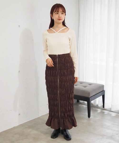 tiptop（ティップトップ）の「ホルターネックリブニット（ニット/セーター・レディース・ブラック/アイボリー/ブルー/ブラック系その他/ホワイト系その他・FREE）」の9枚目の写真