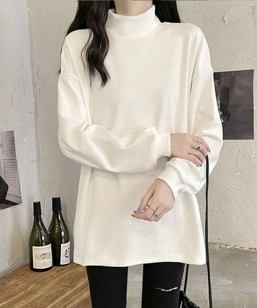 Primazel（プリマゼル）の「タートルネック微起毛プルオーバー（Tシャツ/カットソー・レディース・ブラック/ホワイト・MEDIUM）」の3枚目の写真