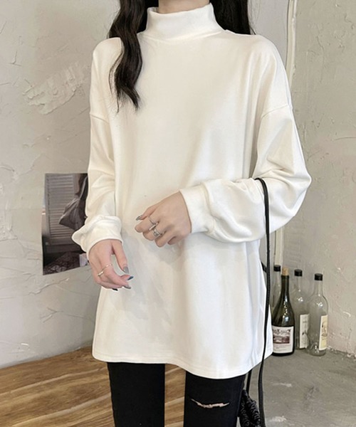 Primazel（プリマゼル）の「タートルネック微起毛プルオーバー（Tシャツ/カットソー・レディース・ブラック/ホワイト・MEDIUM）」の4枚目の写真