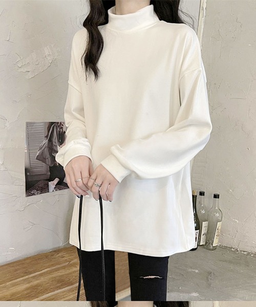 Primazel（プリマゼル）の「タートルネック微起毛プルオーバー（Tシャツ/カットソー・レディース・ブラック/ホワイト・MEDIUM）」の7枚目の写真