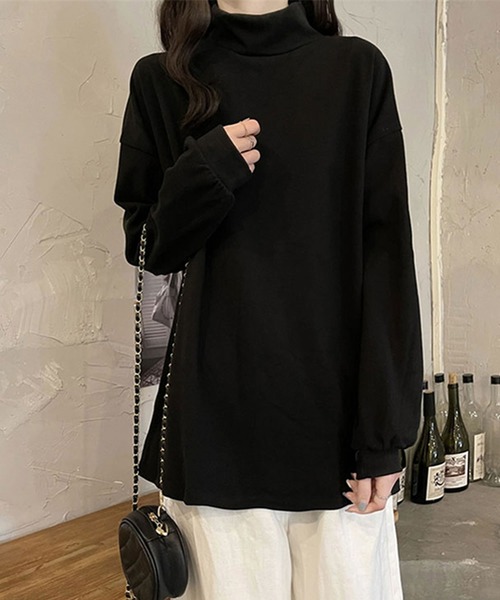 Primazel（プリマゼル）の「タートルネック微起毛プルオーバー（Tシャツ/カットソー・レディース・ブラック/ホワイト・MEDIUM）」の9枚目の写真