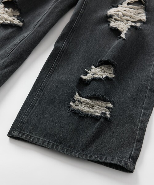 FREAK'S STORE（フリークスストア）の「限定展開 MR HEARTS/ミスターハーツ VINTAGE WASH DAMAGE WIDE DENIM（その他パンツ・メンズ・ブラック/ブルー・SMALL/MEDIUM/LARGE）」の10枚目の写真