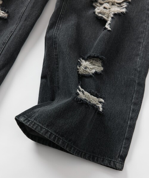 FREAK'S STORE（フリークスストア）の「限定展開 MR HEARTS/ミスターハーツ VINTAGE WASH DAMAGE WIDE DENIM（その他パンツ・メンズ・ブラック/ブルー・SMALL/MEDIUM/LARGE）」の11枚目の写真