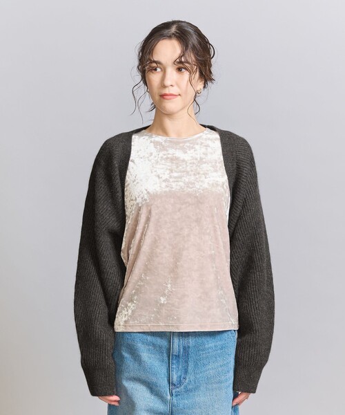 BEAUTY&YOUTH UNITED ARROWS(ビューティーアンドユースユナイテッドアローズ)の「畦ニット ボレロ(カーディガン/ボレロ・レディース・ロイヤルブルー/ダークグレー/ナチュラル・FREE)」の4枚目の写真